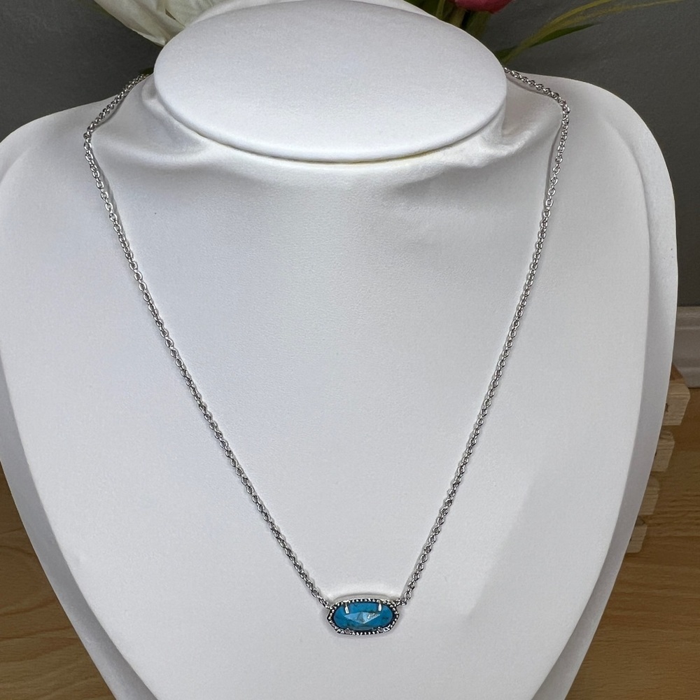 Kendra Scott Elisa Silver Turquoise Necklace - Picture 2 of 6